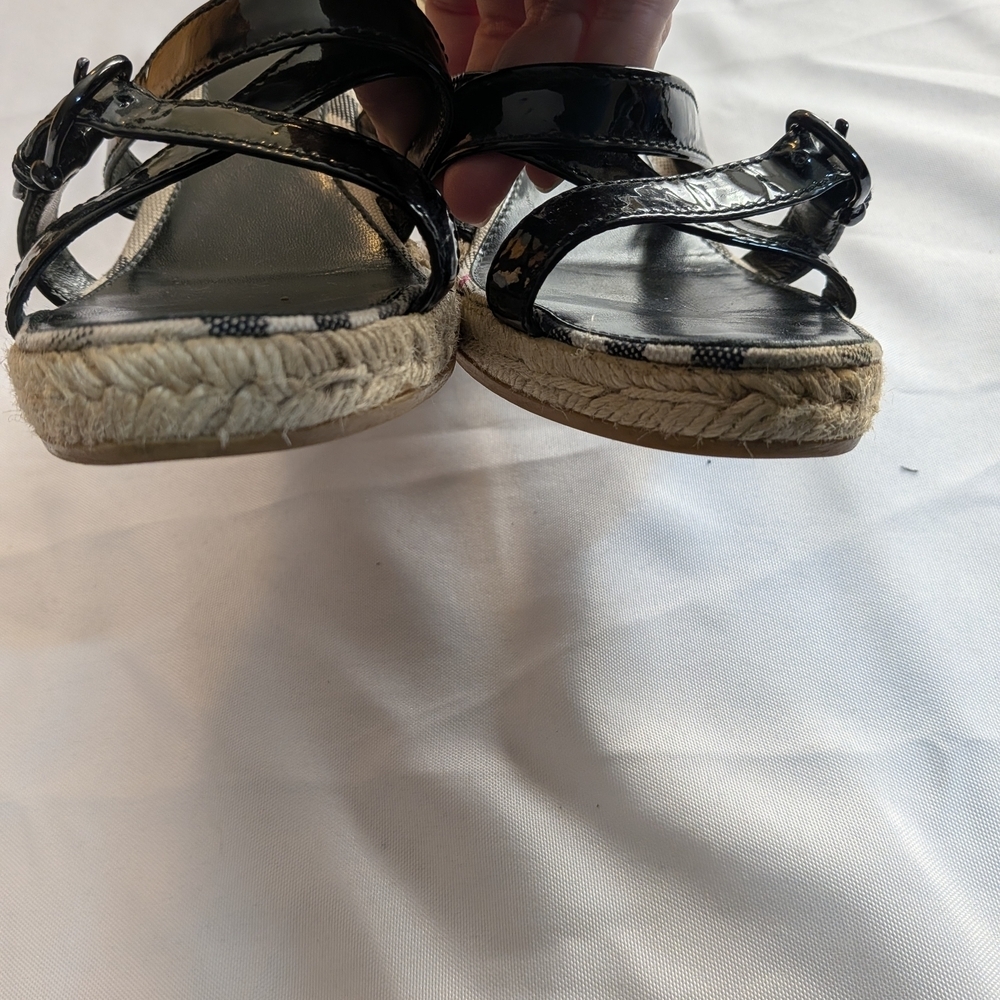 Y2K Burberry Nova Check & Patent Leather Wedges Size 39 - Picture 5 of 9
